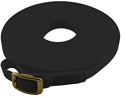 LENNIE BioThane Schweißleine mit Markierung, 19mm breit, Schwarz, 8m lang, Messingschnalle, 5m 7m 10m 12m 15m 20m 25m 30m