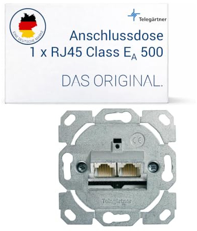 Telegärtner Anschlussdose AMJ45 K 8/8 Up/0 Class E^A 500 ohne Zentralplatte | Geringe Einbautiefe 34mm, 8 Kabelzugangsrichtungen, PoE-geeignet, voll geschirmt, integrierter Kontaktüberbiegeschutz