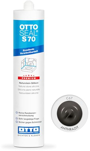 OTTOSEAL S 70 Premium-Naturstein-Silikon 310ml C67 anthrazit – Keine Randzonenverschmutzung – Sicher gegen Schimmel & ideal für Bad, Küche & Wohnbereich – Exzellentes Verarbeiten