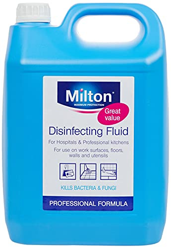 Milton PX51366 Disinfecting Fluid, Kills Bacteria & Fungi, For Hospitals & Professional Kitchens, Cleans Utensils in 15 Minutes, 5 Litre