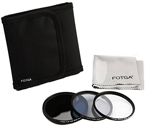 FOTGA 62mm Objektiv-Filter Zubehör-Set: Einstellbar ND, CPL, UV Filter + 3in1-Filter-Halter + Reinigungstuch für Canon Nikon Sony Pentax Olymp Panasonic DSLR-Objektiv
