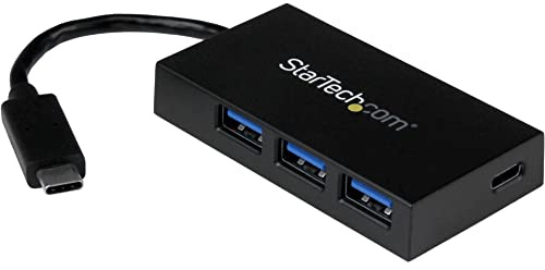 StarTech Hub USB-C de 4 Puertos 5Gbps, 3X USB-A y 1x USB-C (HB30C3A1CFB) | Con Alimentación USB, Expansor de puertos, Compatible con Thunderbolt 3