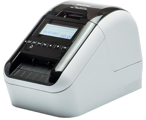 Brother QL820NWB Stampante per Etichette con Rete Cablata, Wi-Fi, Bluetooth, Compatibilità Airprint e MFi, Stampa a Due Colori Rosso e Nero