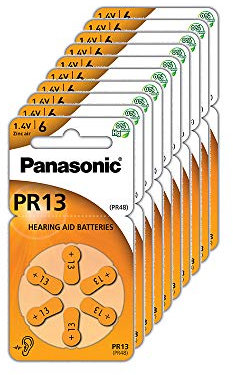 Panasonic PR13 Zink-Luft-Batterien für Hörgeräte, Typ 13, 1.4V, Hörgerätbatterien, 10 Packungen (60 Stück), orange