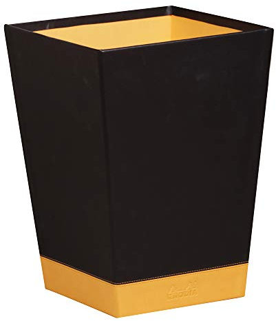 RHODIA 118826C - Cestino gettacarta NERO - 24 x 24 x 32 cm - cuciture sellaio arancioni - esterno in simil cuoio - Collezione Home Office Rhodiarama - Organizzazione per ufficio & archiviazione di design