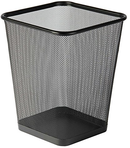 Osco Wiremesh Waste Bin Square – Metal Mesh Rubbish & Recycling Basket for Office, Home, Bathroom – Solid Non Slip Base Build, H30 cm × W25 cm, Black