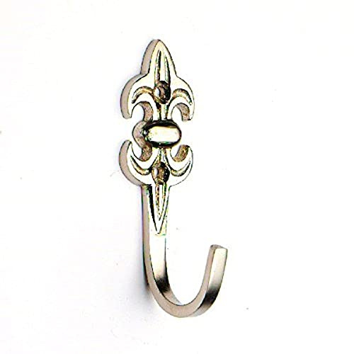 Merriway BH03976 (2 Pcs) Fleur-de-Lys Design Curtain Drapery Tie Back Hold Back Hooks 75mm 3 inch Chrome Plated - Pack of 2 Pieces