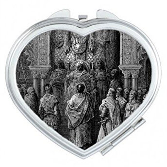 DIYthinker Religion Christentum Das Alte Testament Bibel Geschichte Geschichte Grau Israel Crusades Skizze Illustration Muster-Herz Compact Make-up Taschenspiegel Tragbare Nette kleine Handspiegel
