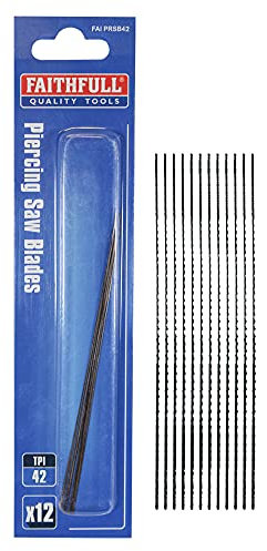 Faithfull FAIPRSB42 Piercing Saw (Jewellers Saw) Blades 12 Pack, 130 mm (5 Inch) 42tpi,Silver
