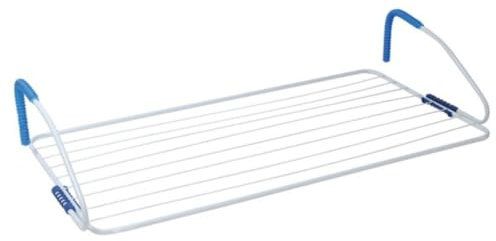 MSV 130086 Stendibiancheria da Balcone 10 Metri, Metallo, Bianco/Blu/Rosa/Verde