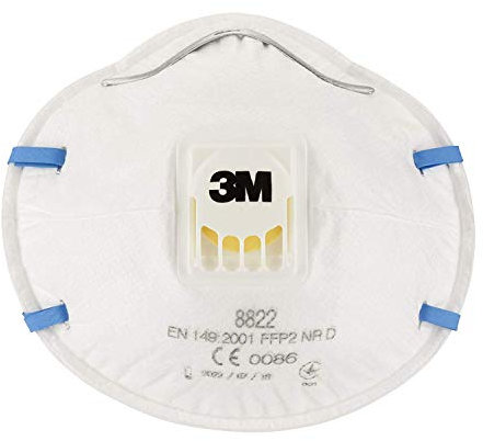 3M 8822C3 Respiratore Anti Polvere con Valvola, Bianco