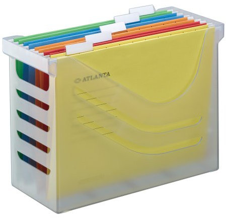 Jalema Silky-Touch Office Box 2658026000 | Hängemappenbox Inklusiv 5 Hängemappen Farbig Sortiert A4 | Hängeregistraturkorb | Transluszent Weiß