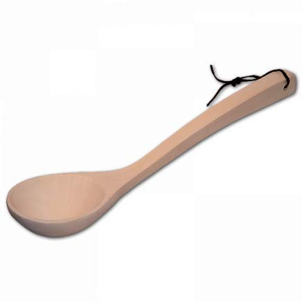 Hofmeister Holzwaren Saunakelle, mit Lederband, ovale Kelle, eckiger Stiel