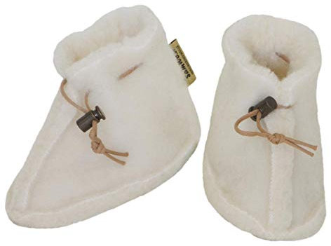 SamWo, Babyschuhe 100% natürliche Schafwolle mit Schnellverschluss BS M gr (natur, S, EU Schuhgrößensystem, Baby, Alphanumerisch, M, Small, 12 Monate)