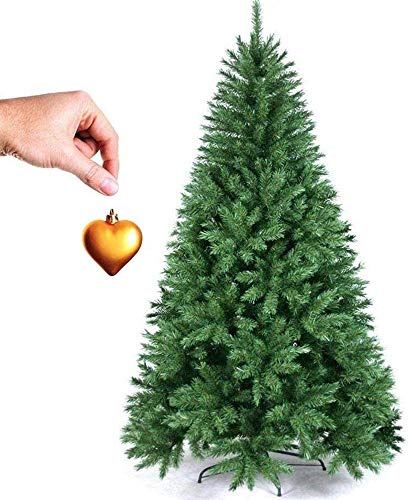 Bakaji Sapin de Noël 210 cm Cœur d'or écologique et Ignifuge avec Base en Fer Pliable 975 Branches à Crochet Couleur Vert