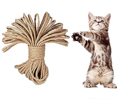 100% natürliche Seile - LUOOV® 6mm Dicke und starke JuteSeil Schärpe, Camping Seil, Garten, Bootfahren, Tauziehen, Haustiere, Kletterseil, Mehrzweck Utility Sisal Seil, 40m