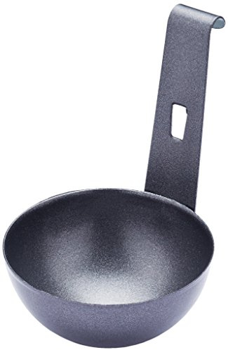 KitchenCraft non-stick äggpocherare kopp för enkelt ägg med krok, metall, svart, 7,5 x 16 cm