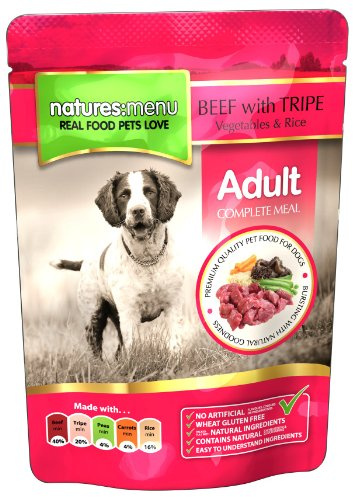 Natures Menu Dog Pouch Adult Beef and Tripe 300g (one supplied) May Vary