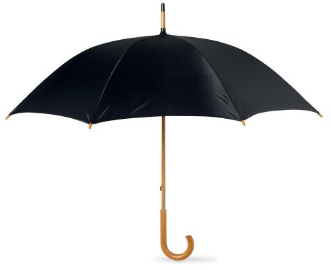 eBuyGB Wooden Crook Handle Large Umbrella Classic Manual Opening Rainproof for Men and Women Umbrella Windproof Strong - Black 41.5 Inch / 105cm Span 90cm Length