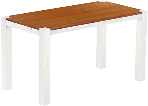 B.R.A.S.I.L.-Möbel Hochtisch Rio Kanto 200x100 cm Kirschbaum Weiß Bartisch Holz Tisch Pinie Massivholz Stehtisch Bistrotisch Tresen Bar Thekentisch Echtholz Größe und Farbe wählbar