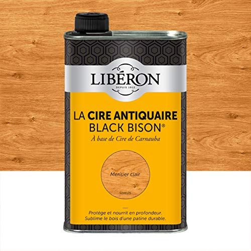 Libéron Cire Antiquaire Black Bison Liquide, Merisier Clair, 0,5L | A base de cire de Carnauba, Protège et nourrit en profondeur, Sublime le bois d'une patine durable
