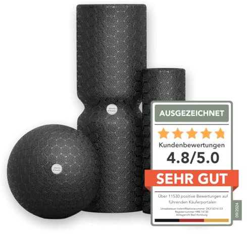 Liebscher & Bracht Original Faszien-Set: Faszienrolle und Faszienball (je 2 Stück) Faszienrollenset, Massageball & Rollen Made in Germany, Übungs-App