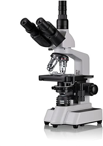 Bresser Durchlicht Mikroskop Researcher Trino Vergrößerung für gehobene Ansprüche, LED Beleuchtung und drehbarer trinokularer Auszug, Blanc, 40x-1000x