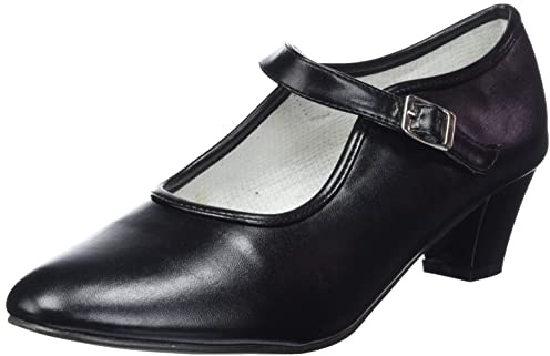 LA SEÑORITA Zapatos de Flamenco para Niña y Mujer [Talla 22 a 42]. Zapatos de Tacón para Sevillanas y Clases de Baile. Suela de Goma & Gran Sujeción. Zapatos de Gitana Negro