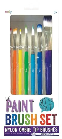 OOLY Lil' Paint Brush Set for Kids, Set of 7 Nylon Brushes | Ages 3+, 7 Nylon Brushes, Assorted Shapes and Sizes for Acrylic, Watercolor, Tempera, and More, Art Supplies for Kids