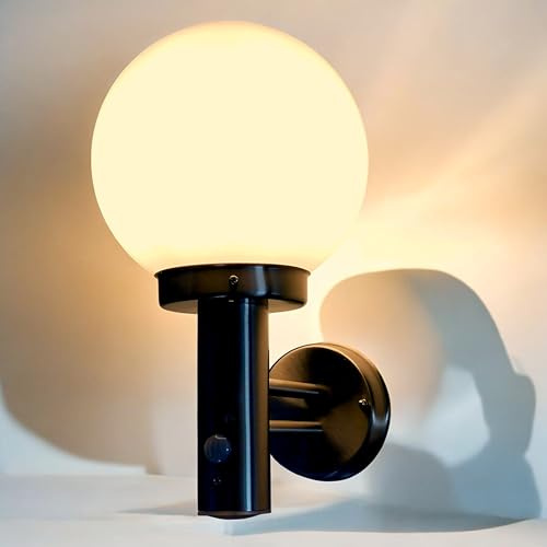 Trango LED IP44 Sensor Außenleuchte 8005-PIRL inkl. 1x 5 Watt E27 LED Leuchtmittel 3000K warmweiß *BO* Wandleuchte mit Bewegungsmelder Sensor aus Edelstahl und Kunststoff, Wegbeleuchtung, Wandlampe
