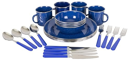 Stansport 4011182-SSI 24-delad emalj camping servis set – multi, N/A