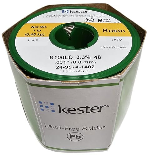 Kester 24-9574-1402 K100LD, Lead-Free, Rosin Wire Solder, .031 Diameter-Low Cost Alloy, 1 LB Spool