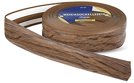 DQ-PP Täcklist, 10 m, rustik ek, 32 x 23 mm, golvlist, fönsterlist, PVC, plattlist, böjprofil, plastlist, mjuk golvlist, böjvinkel, vinkellist
