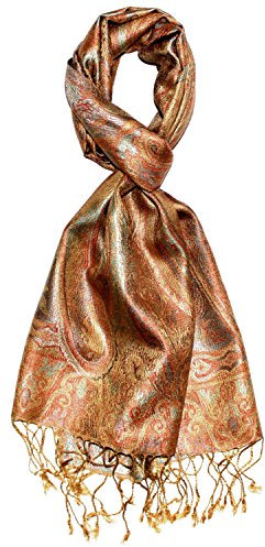 Lorenzo Cana - Herren Seidenschal Schal 100% Seide jacquard gewebt harmonische Farben mit Fransen 35 cm x 160 cm Paisleymuster Seidentuch