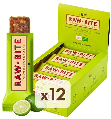 Raw Bite Barrita Ecológica de Lima y Jengibre - Paquete de 12 x 50 gr - Total: 600 gr