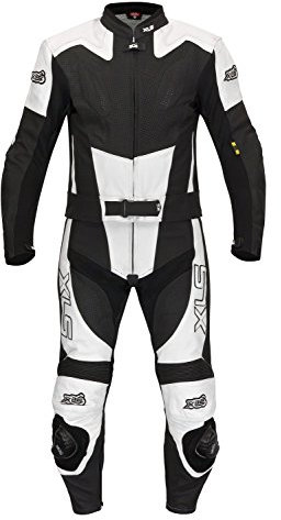 XLS Lederkombi Herren Zweiteiler Schwarz Weiß Echtleder matt zweiteilige Motorradkombi