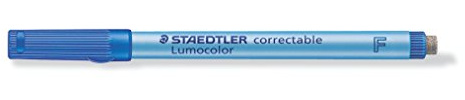 Staedtler Lumocolor 305 F-3 VE correctable Folienstift F-Spitze, circa 0.6 mm, 10 Stück im Kartonetui, blau