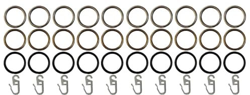 Garduna 100 Gardinenringe/Vorhangringe/Edelstahl-Optik/Messing-antik/schwarz (Messing-antik)