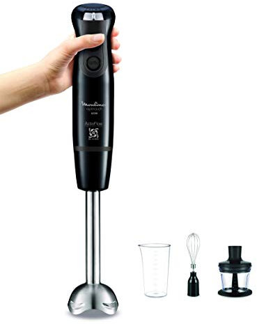 Moulinex Optitouch Batidora de inmersión 0.8L 600W Negro, Acero inoxidable - Licuadora (Batidora de inmersión, 0,8 L, Negro, Acero inoxidable, Botones, Giratorio, 0,5 L, CE), DD8338