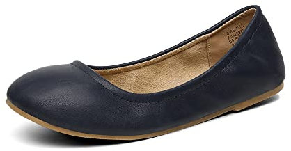 DREAM PAIRS Women's Slip On Round Toe Ballet Flats Pumps Shoes Sole-Fina Navy Size 8 US/ 6 UK
