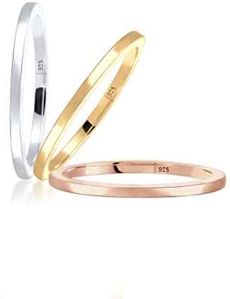 Elli Damen-anillo de apilamiento anillo multicolor Tricolor 925 de plata - 0603361015