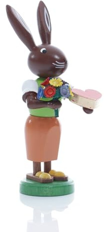 Rudolphs Schatzkiste Osterfigur Hase mit Herz Höhe ca 9 cm NEU Osterdeko Osterhasenfigur Ostern Osterei Frühling Erzgebirge Seiffen Hase Herz Blumenstrauß Blumen