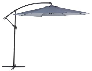 Beliani Modern Outdoor Garden Cantilever Parasol Dark Grey Polyester Canopy