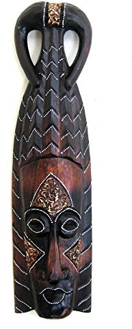 OMA African Mask Wall Hanging Decor Wooden Hand Crafted Nature Dance African Goddess Wall Art