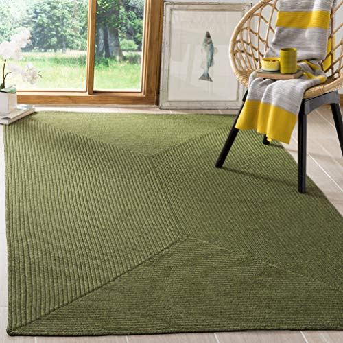 SAFAVIEH Washable Rug Outdoor Braided Collection - 2'6 x 4', Green, Handmade & Reversible, Non-Shedding & Easy to Clean, Entryway, Front Door, Kitchen, Mudroom (BRD315A)