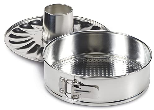 Guardini, Moule à charnière avec 2 fonds Ø 26 cm, Fer blanc pour gâteaux, Argent, Fabriqué en Italie, Ligne Selenia