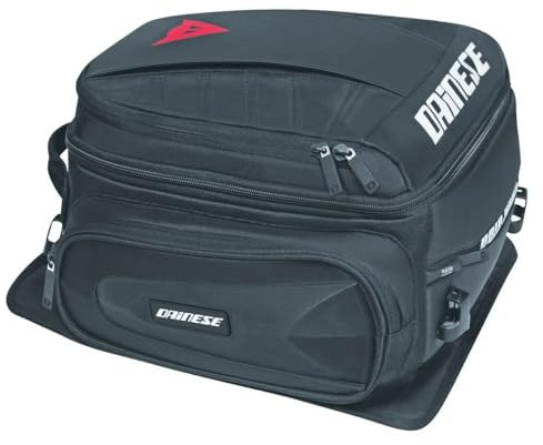 Dainese - D-Tail Motorcycle Bag, Bolsa Moto Trasera Expandible con Capucha para Lluvia, 20.9L, Ideal para Viajes, Bolsa de Sillín para Pasajero, Impermeable, Negro