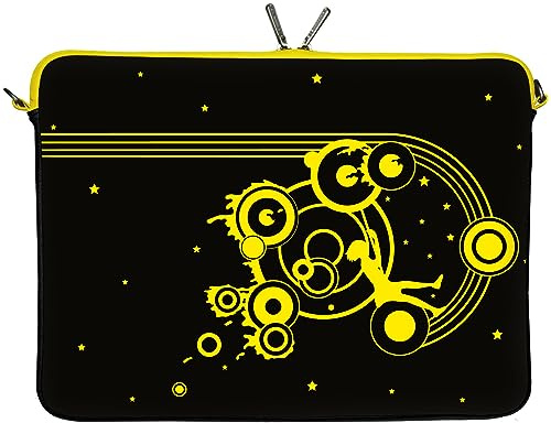 Digittrade LS161-17 Swing Designer Laptop Tasche 17 Zoll Notebook Sleeve Hülle Schutzhülle Neopren bis 43,9 cm (17,3 Zoll) Bag Case Muster schwarz-gelb