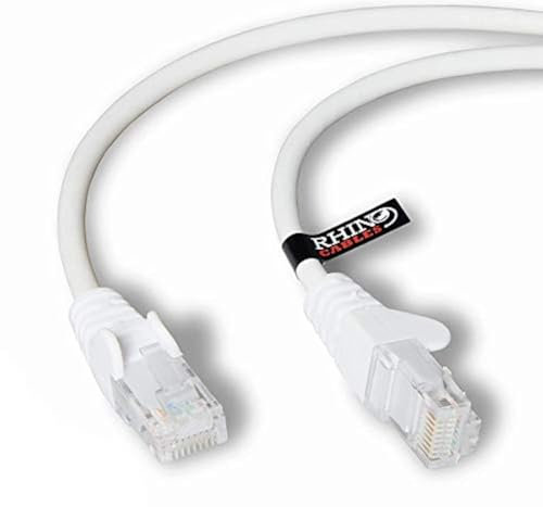 rhinocables CAT 6 High-Speed Gigabit Ethernet Cable - Patch Network Lead for LAN| Snagless UTP With LSZH Jacket | RJ45 Connector - Internet, Router, Modem, Smart TV, PC & More (50cm, White, Pack of 1)