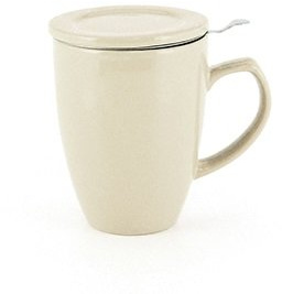 Taza por Shamila con colador y tapa, color arena suave, tazas de té